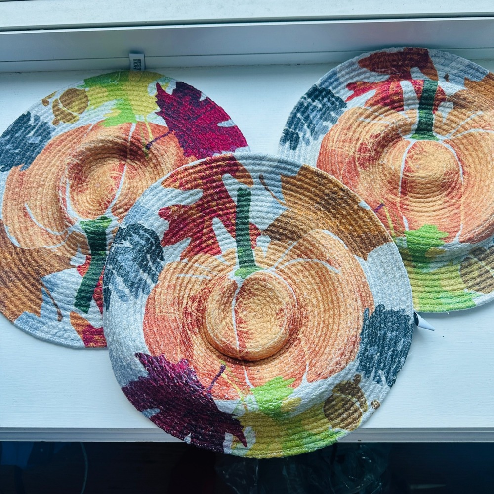 House & Garden Pumpkin Fall Leaf Braided Rope Appliance Covers Set of 3 Autumn